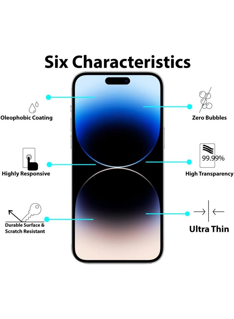 أكاليكس لاصقة حماية للشاشة 9d من الزجاج لموبايل أبل آيفون 14برو شفاف - Image 2